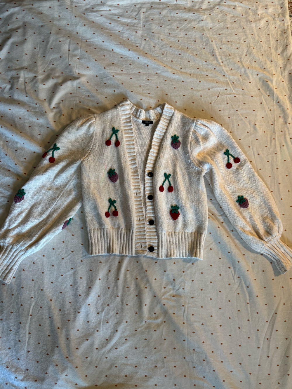 Rails Esther Cardigan with Red Cherry & Strawberry Embroidery